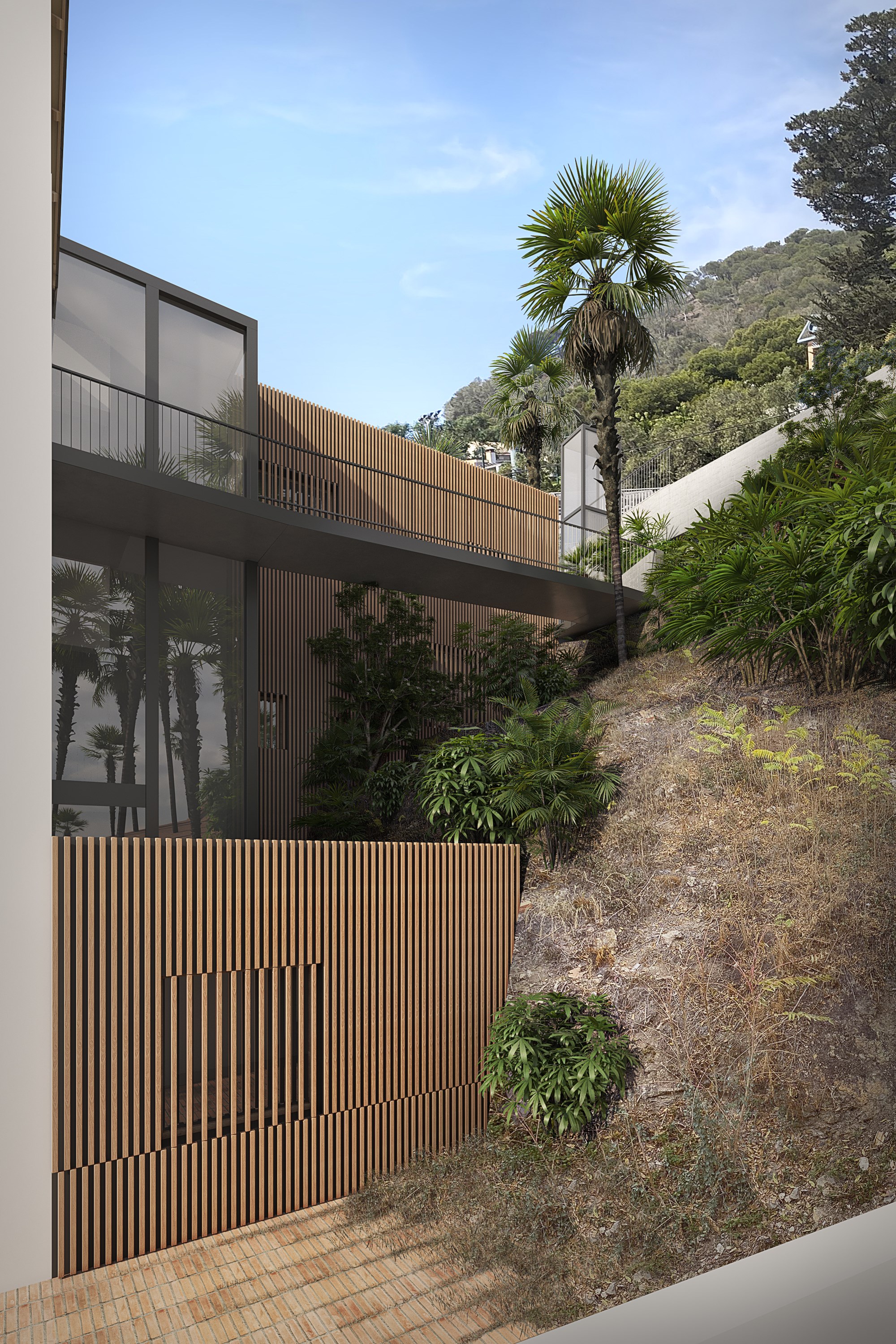 Arquitectura contemporánea integrada en la ladera del Monte Gibralfaro