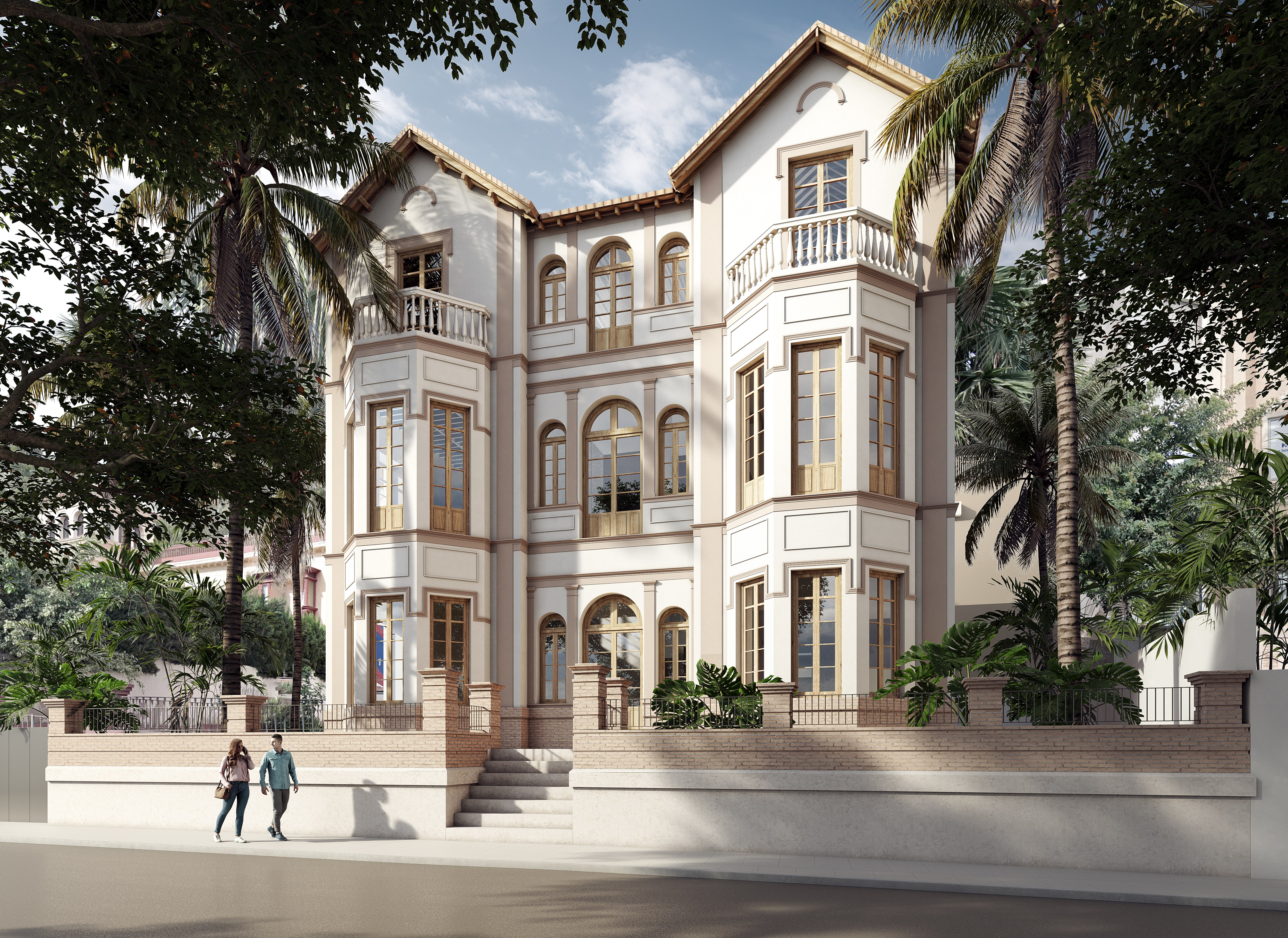Fachada histórica rehabilitada del edificio